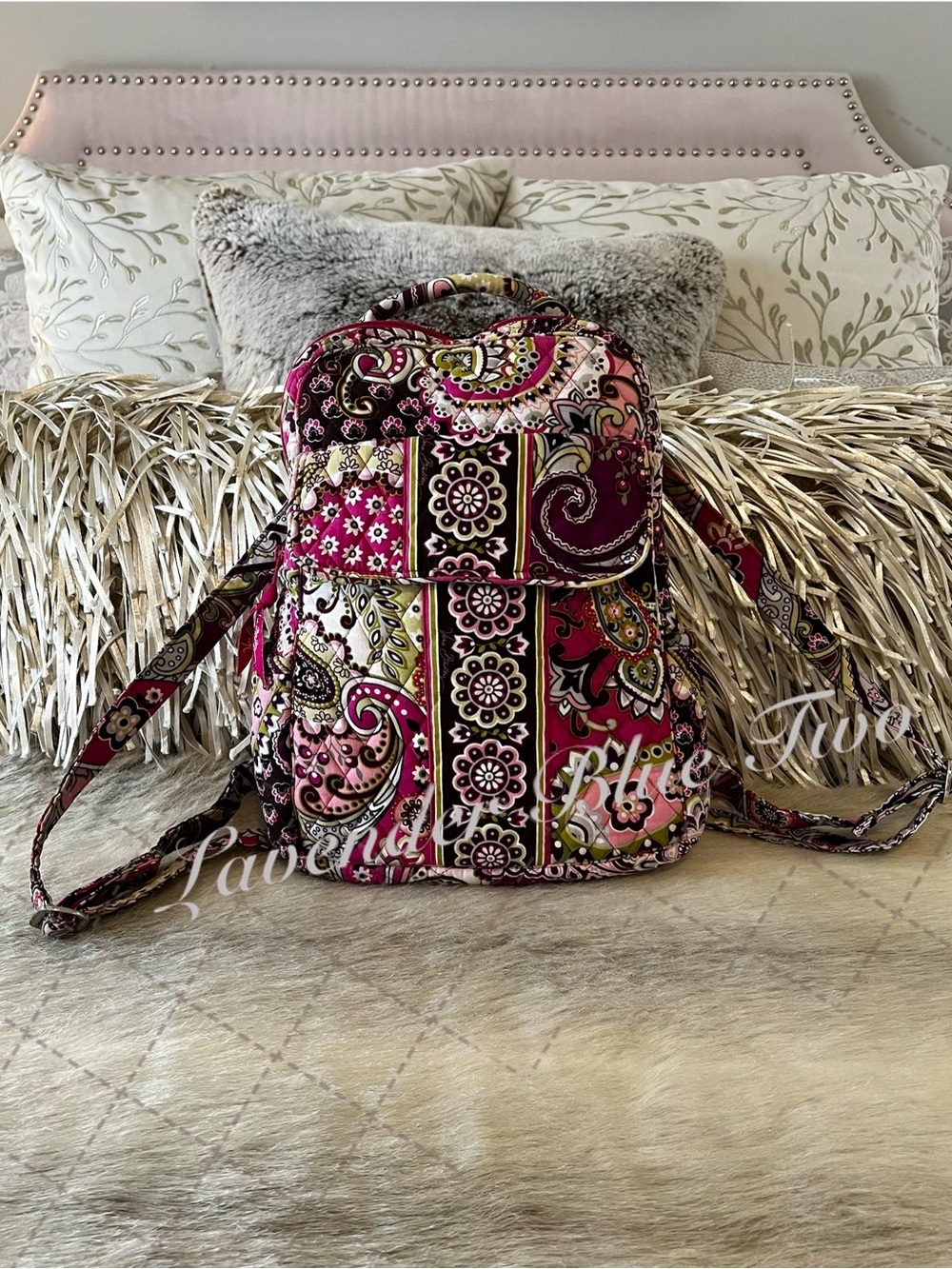 VERA BRADLEY Very Berry Paisley 2010 Zip Front S Backpack USA Zip Close Flap Y2K